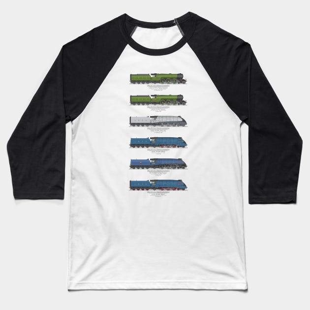 LNER Record Breakers Baseball T-Shirt by SteveHClark